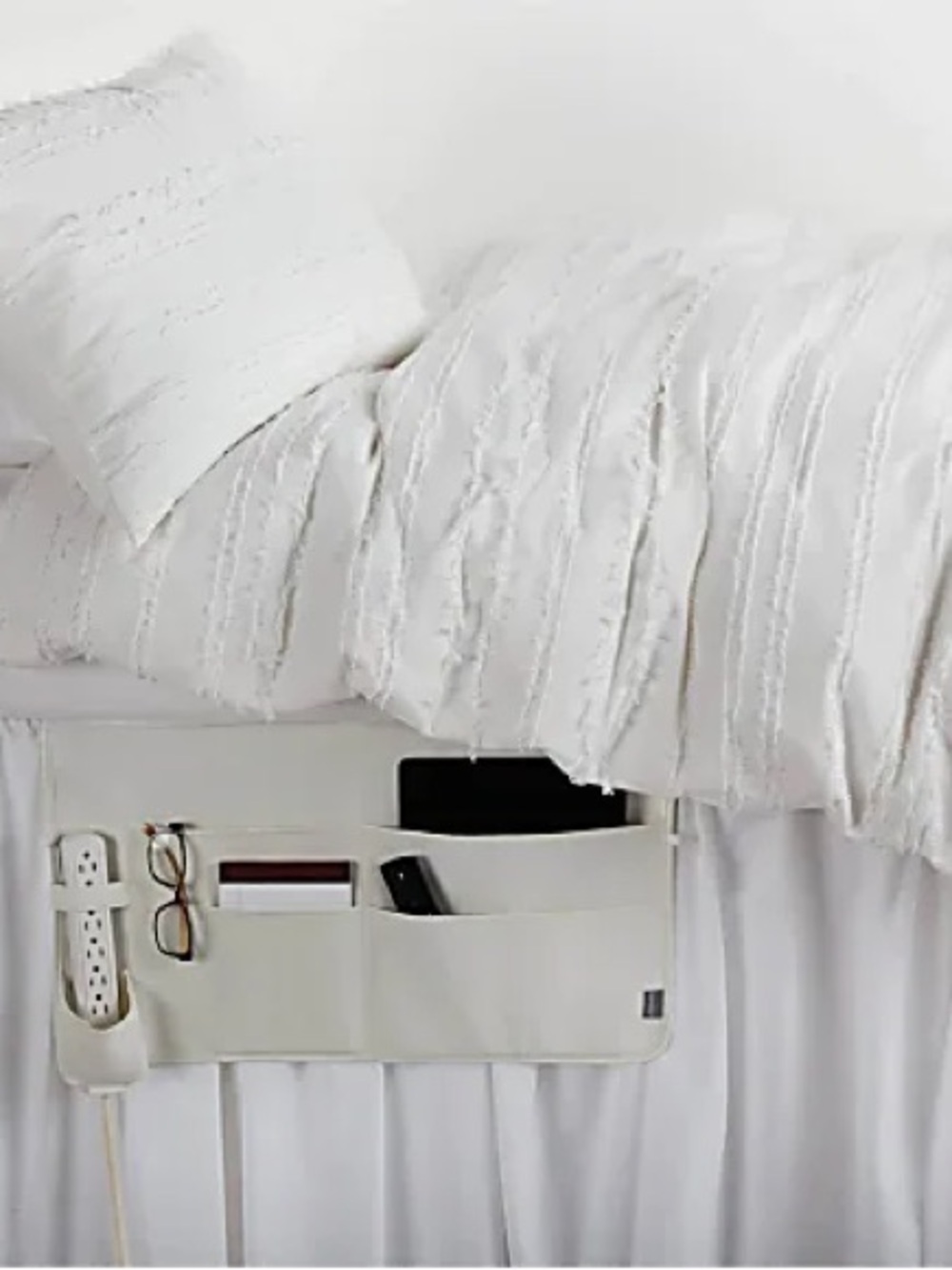 Dormify White Bedside Organizer Caddy with Multiple Pockets